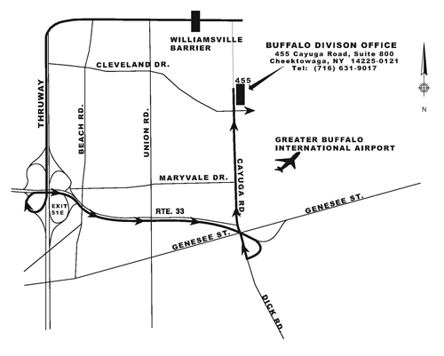 Map to Thruway Headquarters