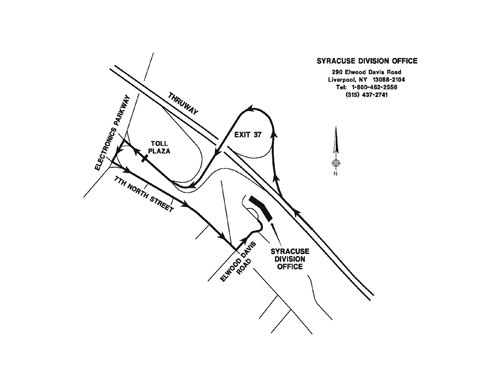 Map to Thruway Headquarters