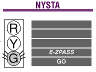 Drawing showing a New York State Thruway status board when the driver's account has sufficient funds. New York State Thruway Authority Status Board